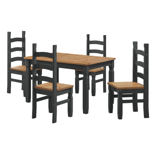 Mercers Furniture Corona Charcoal Small Extending Dining Table & 4 Chairs 2