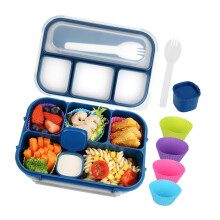 7Pcs Lunch Set 1300ML 225x161x65mm Red/Blue/Green