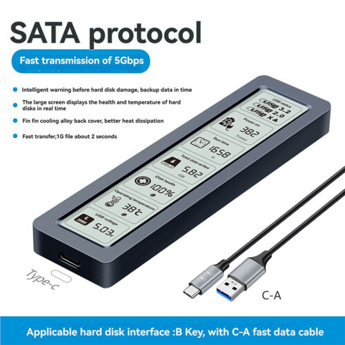 2X M.2 SSD  Enclosure USB3.2 Gen2 Type C 5Gbps SSD Case M.2  Enclosure Disk Box Tool Free SSD Aluminum Case 2