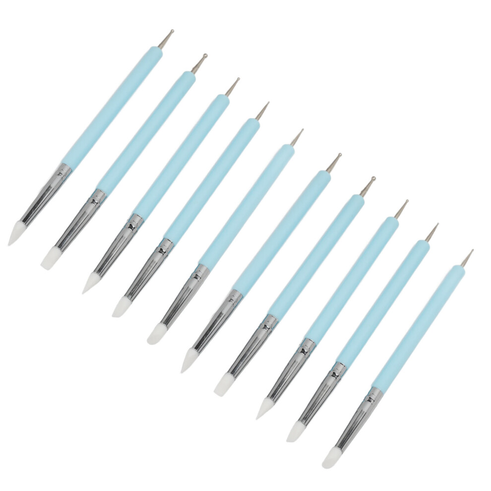 Dual Tipped Nail Art Dotting Pen Silicone Head, Sculpture Carving Tool