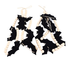 2pcs Halloween Felt Bats Wood Bead Garland 55.1in