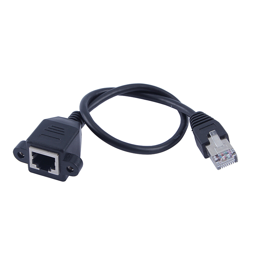 Lan Ethernet Extension Cable 30Cm Rj45 Male To Female With Screw Panel Mount Black 7691393091015
