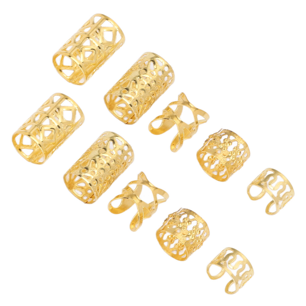 Unisex Gold 200Pcs Alloy Dreadlocks Beads Hair Rings For Weddings & Parties