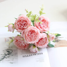Bouquet di rose artificiali Austin Roses e peonie in seta per la casa, matrimoni, festa della mamma, San Valentino – Fiori artificiali decorativi
