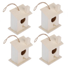 Nichoir innovant en bois pour oiseaux sauvages avec cordes de suspension (lot de 4)