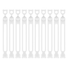 10 fascette in silicone riutilizzabili per cavi, ideali per raggruppare cavi di auricolari, caricabatterie per telefono e cavi del computer (bianche)