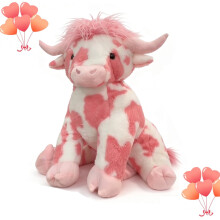 Peluche de vaca de las Tierras Altas rosa, 50 cm (20 pulgadas), adorable peluche de vaca, regalo de San Valentín de peluche rosa