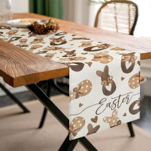 Toalha de mesa de linho com estampa de coelhinhos fofos, bandeira de mesa para decoração de Páscoa em restaurantes. Disponível em 4 tamanhos.