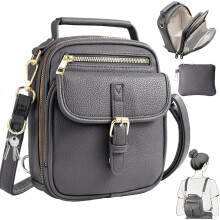 Vegan leren crossbodytas voor dames met 2 verstelbare bandjes, anti-diefstal RFID messengerbag met portemonnee, kleine schoudertas voor dagelijks