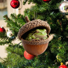Eichel-Weihnachtsbaumschmuck mit Waldtiermotiven, personalisierte Tannenzapfen-Weihnachtsdeko, hängender Waldtier-Weihnachtsbaumschmuck als Geschenk