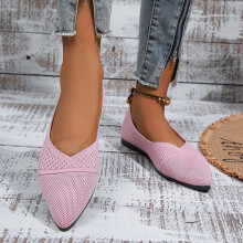 Willtoo Women's Black Pointed Toe Ballet Flats Mesh Knit