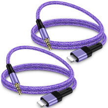 2-pack 90 cm flätad nylon 3,5 mm Aux-kabel kompatibel med iPhone 14/13, bilstereo, högtalare och hörlurar