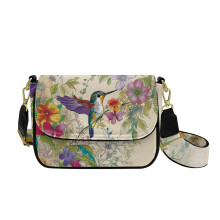 Schoudertas met kolibrie- en bloemenprint voor dames, mini crossbody reistasje, modieuze schoudertas met verstelbare brede riem voor winkelen en