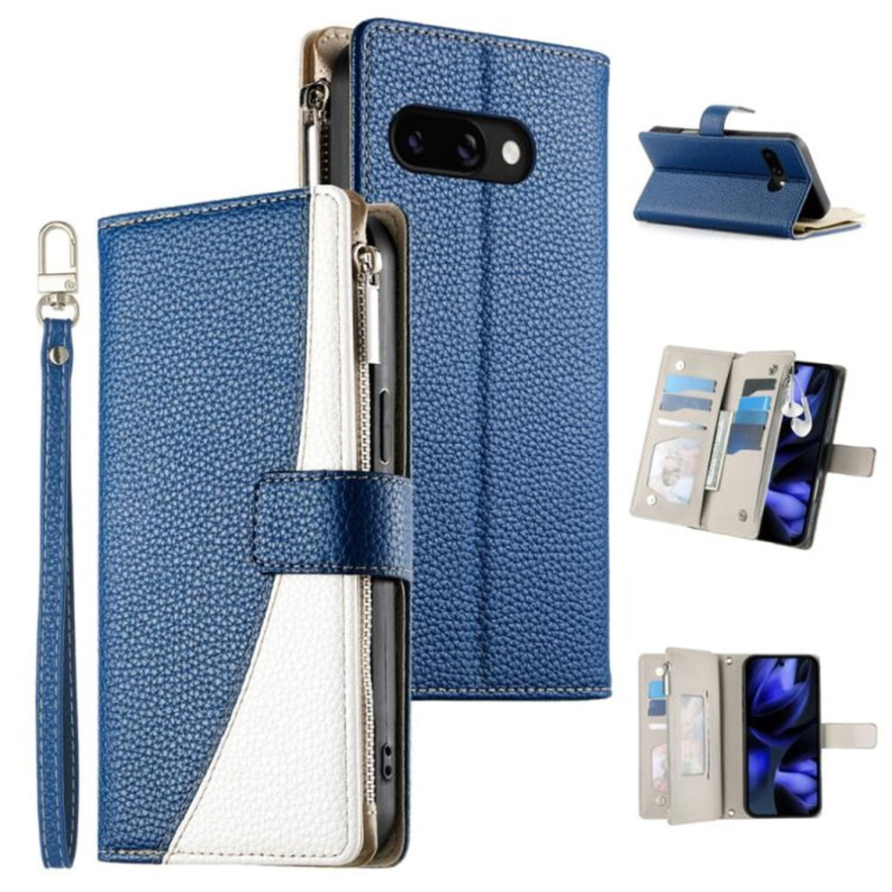 Google Pixel 9A Flip Wallet Case Pu Leather Dark/Blue 919886093139
