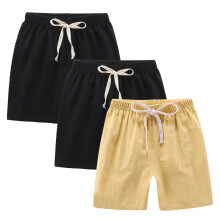 Toddler Shorts Cotton Linen 3-Pack Yellow 5-6 Years