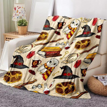 Kuscheldecke mit Gryffindor-Cartoonmuster, gemütlich für Zuhause und Büro, Herbstdeko, wärmend, auch als Weihnachtsgeschenk geeignet