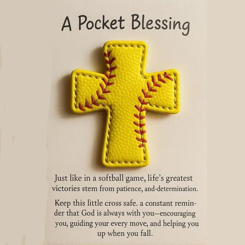 Pocket Blessing Softball Cross Edition – Χειροποίητη αγκαλιά τσέπης softball σε σχήμα σταυρού,