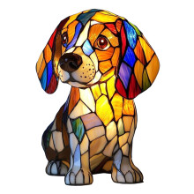 Luminária Noturna Artística SUNONESIE da Série Cachorro – Abajur de Mesa LED em Resina com Bulldog Francês e Luz Quente, Ideal para Amantes de