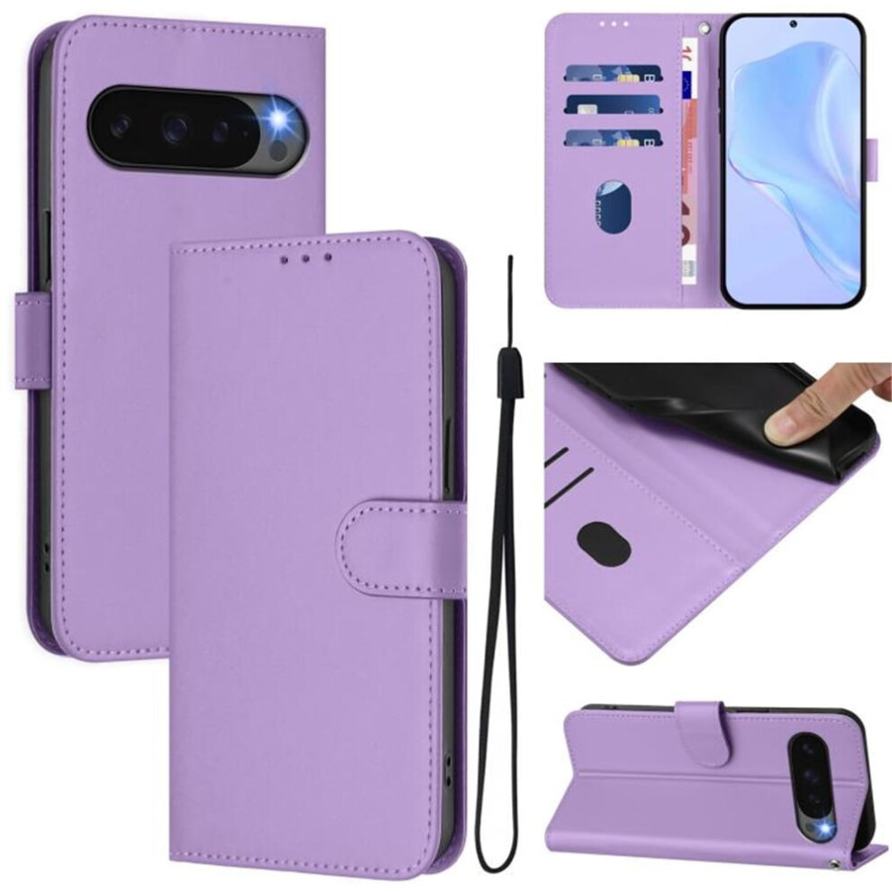 Pu Leather Wallet Case Compatible With Google Pixel 10 Â Magnetic Flip Folio, 3-Card Holder & Wrist Strap, Purple 9009879199663