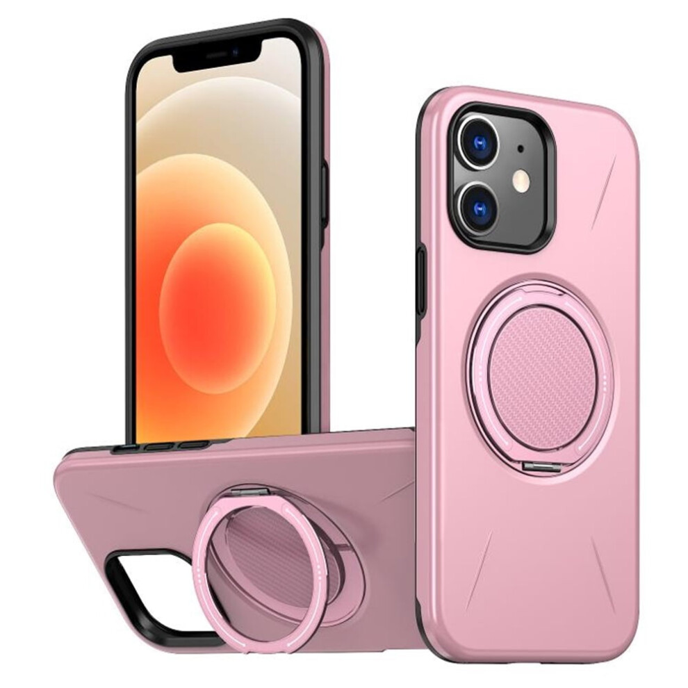 Ultra Slim Hybrid Tpu+Pc Case For Iphone 12: Magsafe Compatible, Metal Rotating Holder, Military Shockproof, Pink 9009879203148