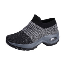 Willtoo Dam Platåsneakers Slip-on Luftkudde Ortopediska Vandringskor Dam Toning Rockerskor Mörkgrå 42 (US-9)