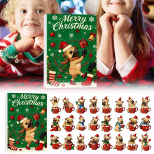 Ensemble de 24 décorations de Noël en acrylique 2D représentant des chiens – Calendrier de l'Avent, décoration à suspendre au sapin,