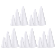 Conjunto de 12 cones de espuma branca para artesanato, decoração de árvores de Natal e festas – Compatível com projetos DIY