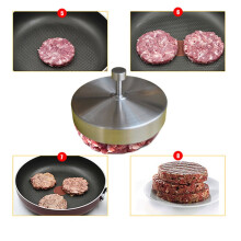 1Pcs Hamburger Maker Stainless Steel Press with Non-stick Surface Silver 3.7x3.7x0.8in