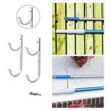 Juego de 2 soportes de aluminio plateado de primera calidad para pértigas de piscina: compatibles con pértigas telescópicas, skimmers, rastrillos,