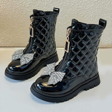 Botas cortas infantiles con lazo y cremallera estilo princesa británica