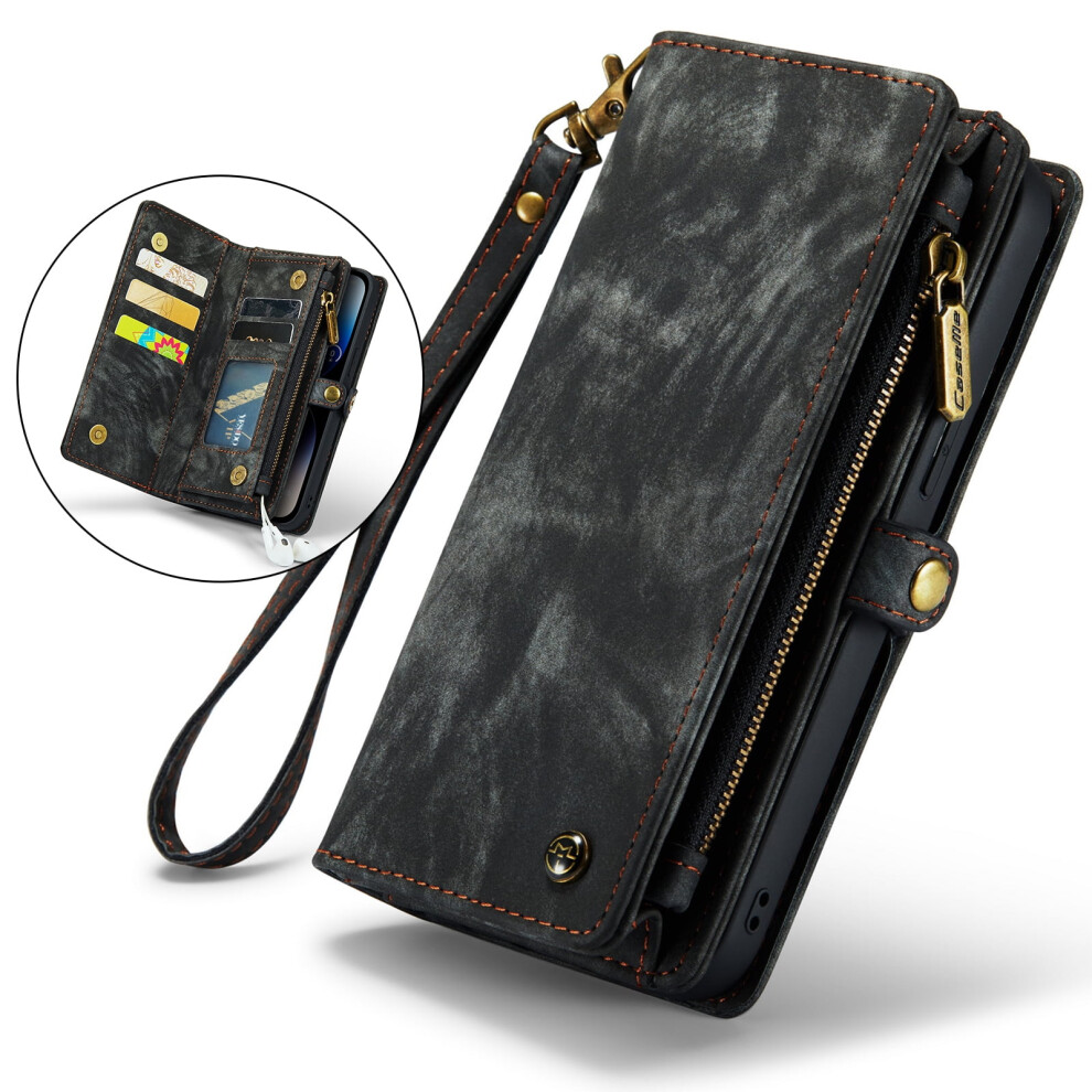 Tech Circle Wallet Case For Iphone 14 Pro Max Â Pu Leather Flip Case With Card Holder, Kickstand, Zipper Pocket, Lanyard & Wristlet, Black 9340959347582