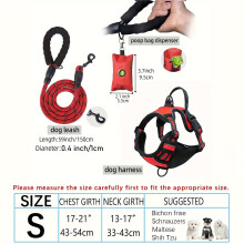 3pcs Adjustable Dog Harness Set with Leash & Poop Bag Dispenser – Escape-Proof, Soft, for Medium/Large Dogs