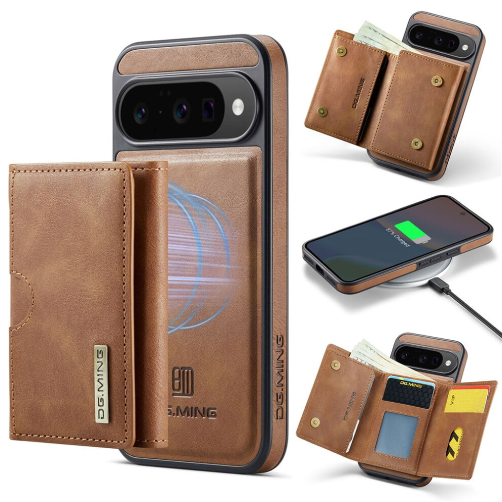 Dg.ming Wallet Case For Google Pixel 10/10 Pro 6.3", Magnetic, Rfid Blocking, Card Slot, Leather Â Brown 9009879200796