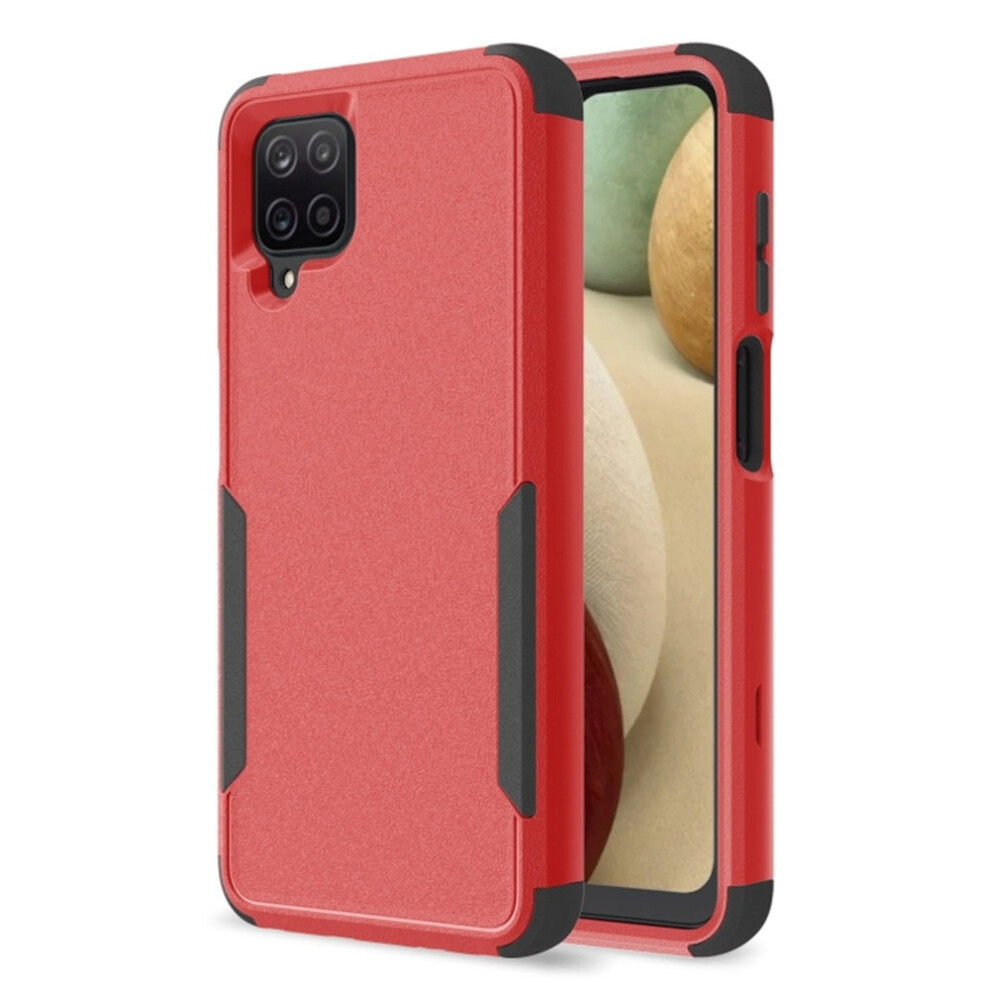 Heavy Duty 3-Layer Shockproof Bumper Case For Samsung Galaxy A12 6.5", Â Compatible With Galaxy A12 Red 9009879200680