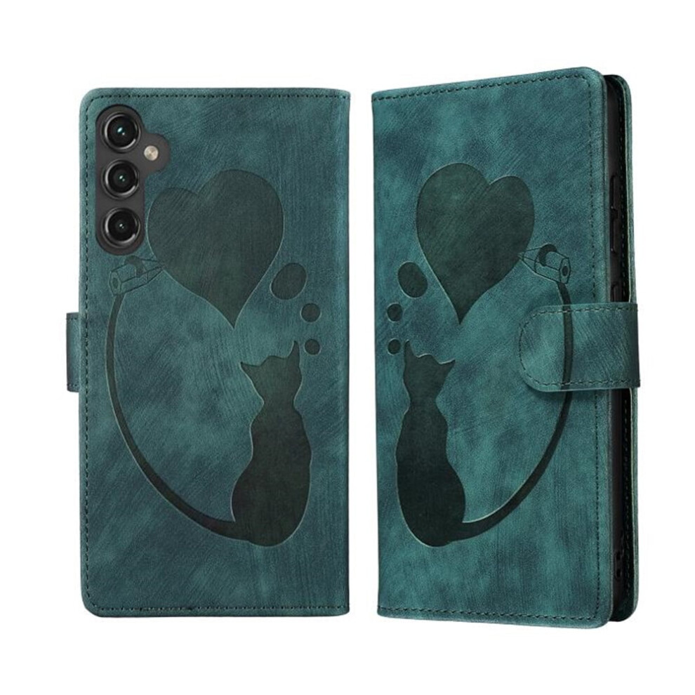 Pu Leather Flip Wallet Case For Samsung Galaxy S23 Fe 5G 6.4", Cat Embossed, Strong Magnetic Closure, Card Slots, Compatible With Galaxy S23 Fe Green 9340959349470