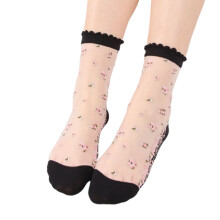 Women's Spring Summer Transparent Solid Color Floral Socks