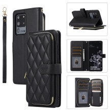 Luxury Leather Wallet Case with Wrist/Shoulder Strap, 9 Card Slots & Zipper Purse for Samsung Galaxy S20 Ultra 5G 6.9"