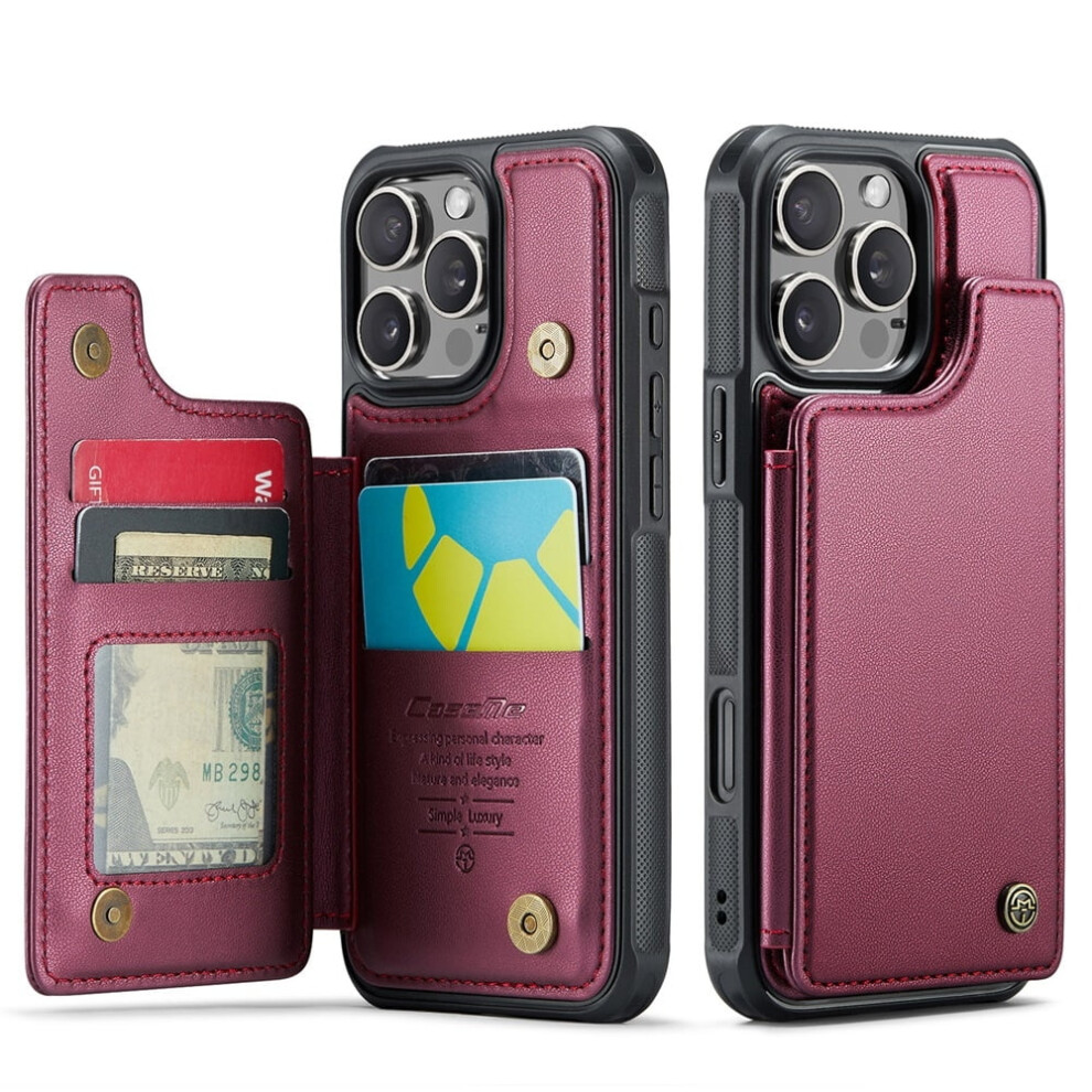 Caseme Leather Wallet Case For Iphone 16 Pro—Rfid Blocking, Magnetic Clasp, Kickstand, Shockproof, Compatible With Iphone 16 Pro 9009879201694