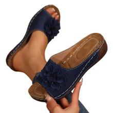 Sandales compensĂ©es Willtoo pour femmes, collection Ă©tĂ© 2026, motif floral, bout ouvert, plateforme plate – Sandales de plage bohèmes Ă