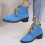 Women's lace-up ankle boots blue pointed toe mid heel 1
