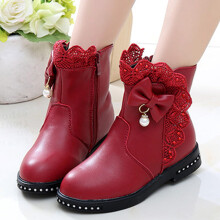 Children's Boots, Single Boots, British Snow Boots, Girls' Suede Side Zipper Boots, Midsole Boots