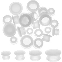 24Pcs Silicone Stoppers for Salt & Pepper Shakers (1/2", 5/8", 3/8", 5/16") – Reusable Clear Round End Caps, Compatible with Standard Shakers