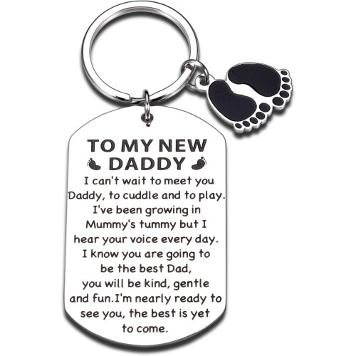 Μπρελόκ Daddy To Be – Δώρο για Νέο Μπαμπά για Άνδρες, Δώρο για το Πρώτο Μωρό,