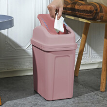 4,5-Gallonen-Mülleimer in Rosa mit Schwingdeckel, platzsparender Kunststoff-Mülleimer für Bad, Büro, Schlafzimmer, Küche – kompatibel mit