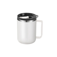 Tazza termica da 430 ml con isolamento sottovuoto, in acciaio inox 304 per uso alimentare, con coperchio e manico a tenuta stagna, doppio strato