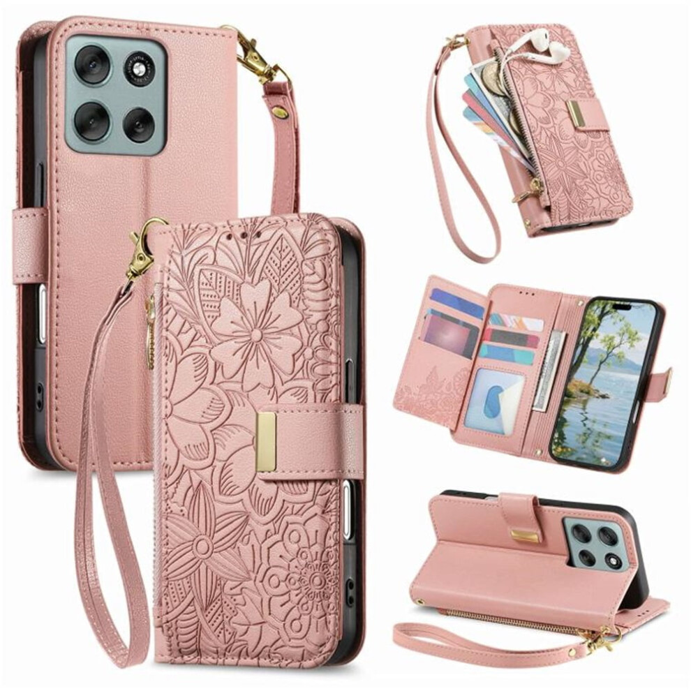 Pu Leather Wallet Case For Motorola Moto G86 5G Pink 968604574009
