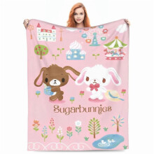 Plaid en flanelle Sugarbunnies, couverture pour canapé, couette fine, ultra chaude et moelleuse