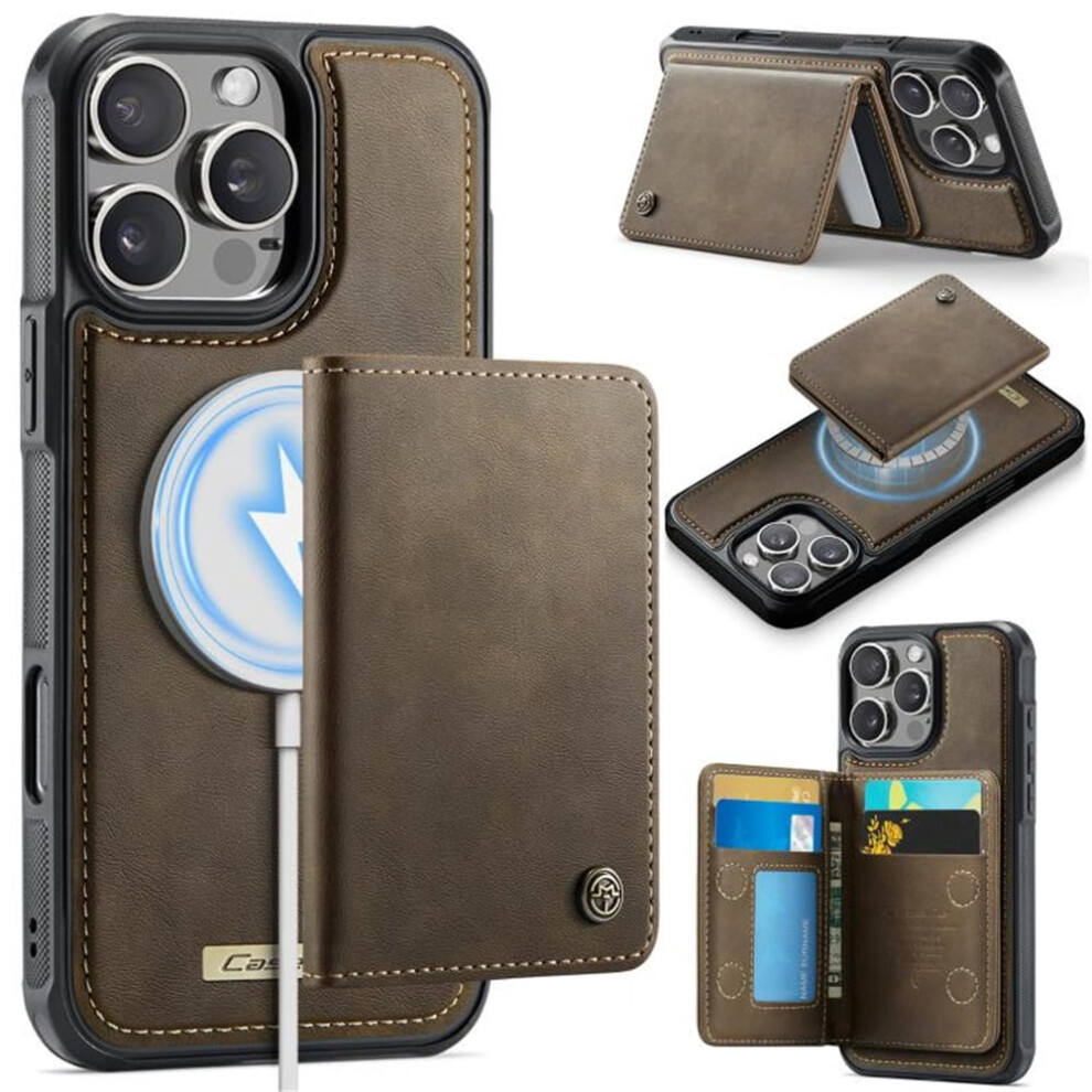 Rfid-Blocking Magsafe Case For Iphone 13 Pro Â Detachable 2-In-1 Wallet & Kickstand, Pu Leather, Brown 9482828638503