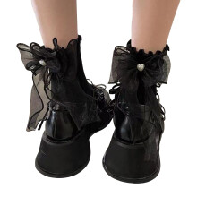 Women's Day Tie Bow Socks Cute Mesh Pile Socks