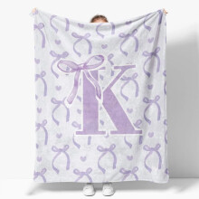 Plaid rose Coquette à nœud, personnalisé avec initiale S, en flanelle moelleuse, 127 x 152 cm, convient aux femmes, adolescentes et filles